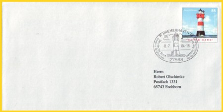 Plusbrief 55 Cent Motiv Roter Sand mit Sonderstempel