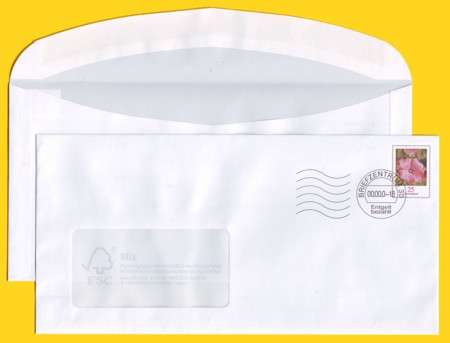 Plusbrief 25 Cent mit Fenster - spitze Klappe - Motiv Malve