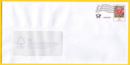 Plusbrief 25 Cent mit Fenster - neu Vorausentwertung Frankierwelle - Motiv Gartennelke