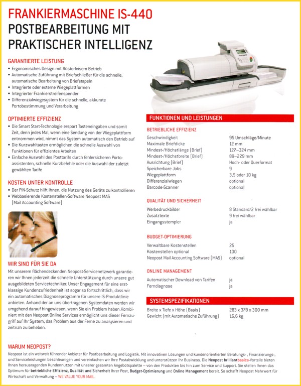 Prospekt IS-440 - Teil 4 Frankiermaschine IS-440 von Neopost