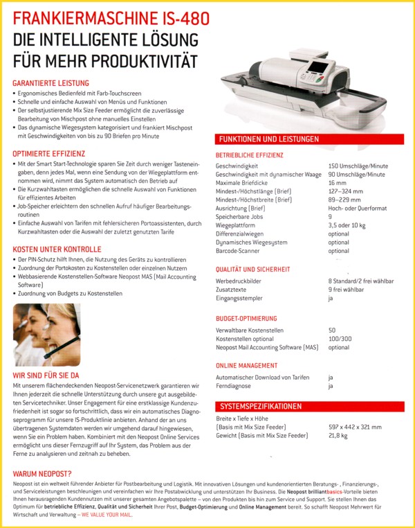 Prospekt IS-480 - Teil 4 Frankiermaschine IS-480 von Neopost