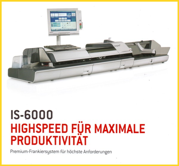 Die Absenderfreistempelmaschine IS-600 von Neopost Die Frankiermaschine IS-6000 von Neopost