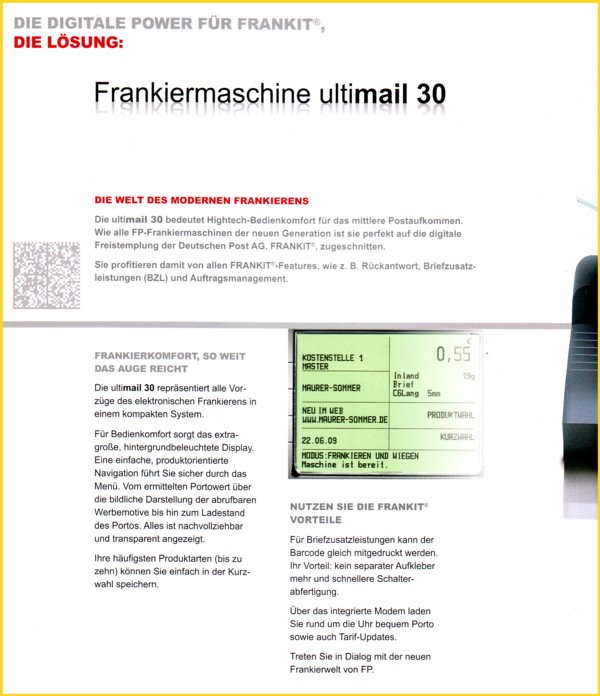 Frankiermaschine Ultimail 30 Frankiermaschine Ultimail 30