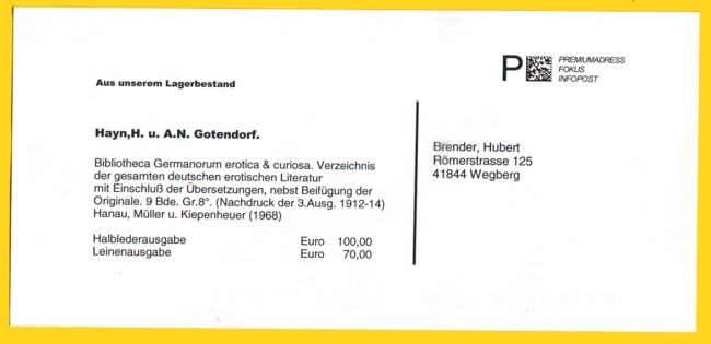 Werbung als Postkarte - Infopost - mit Vorausverfügung in Form von Premiumadress - hier die Variante Premiumadress Fokus (gelaufen Herbst 2010) Werbung als Postkarte - Infopost - mit Vorausverfügung in Form von Premiumadress - hier die Variante Premiumadress Fokus (gelaufen Herbst 2010)